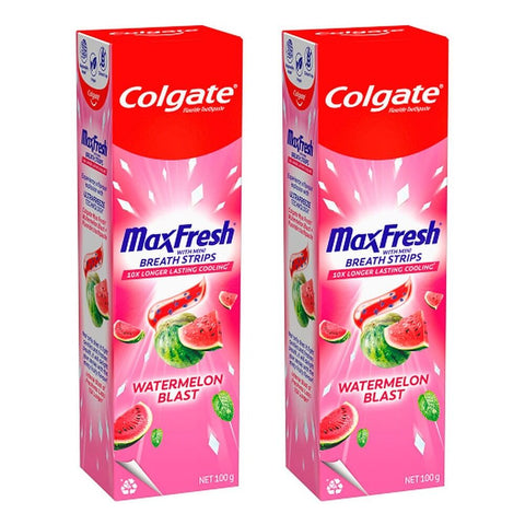 Colgate Max Fresh Watermelon Blast Toothpaste with Mini Breath Strips Pack of 2