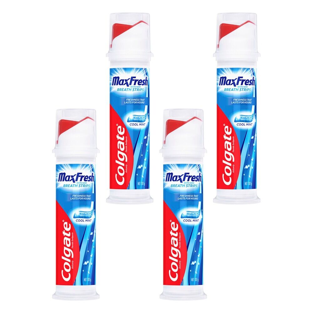 Colgate MaxFresh Cool Mint Toothpaste with Mini Breath Strips 130g Pack of 4
