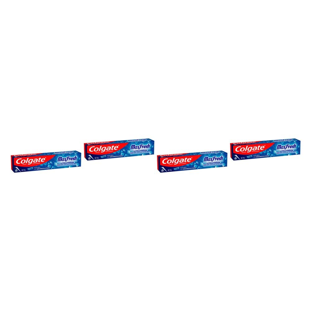 Colgate Max Fresh Cool Mint Toothpaste with Mini Breath Strips 40g Pack of 4