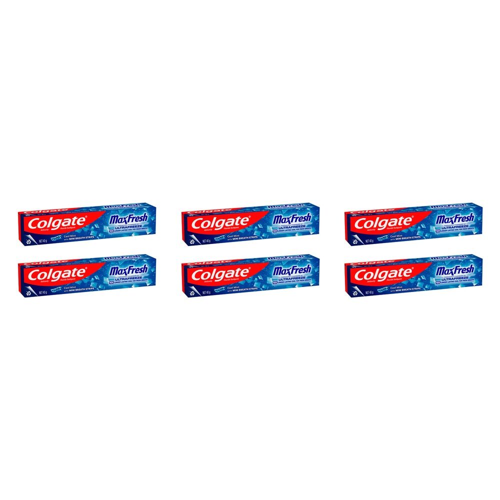 Colgate Max Fresh Cool Mint Toothpaste with Mini Breath Strips 40g Pack of 6