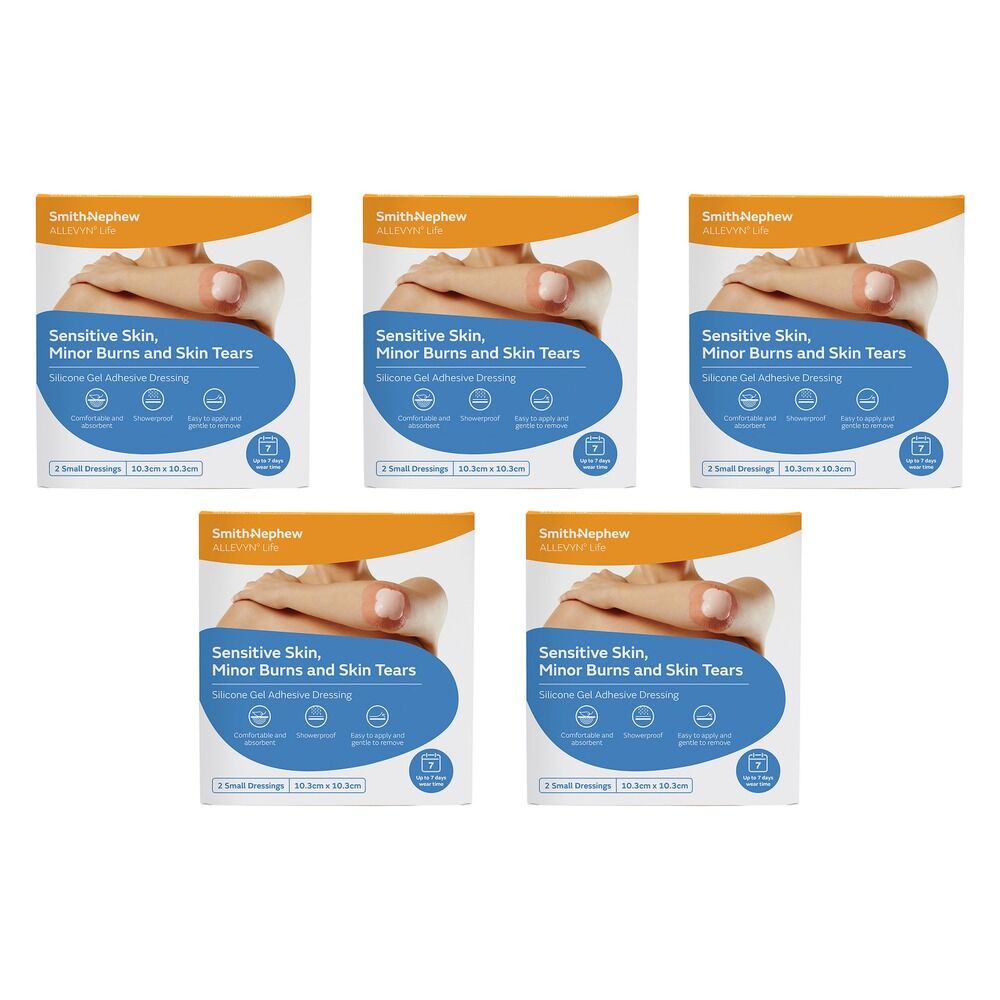 Allevyn Life Silicone Gel Adhesive Dressing 10.3cm x 10.3cm 2 Pack Bundle of 5