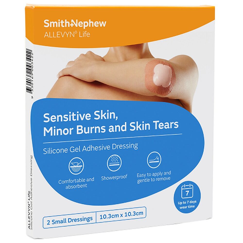 Allevyn Life Silicone Gel Adhesive Dressing 10.3cm x 10.3cm 2 Pack