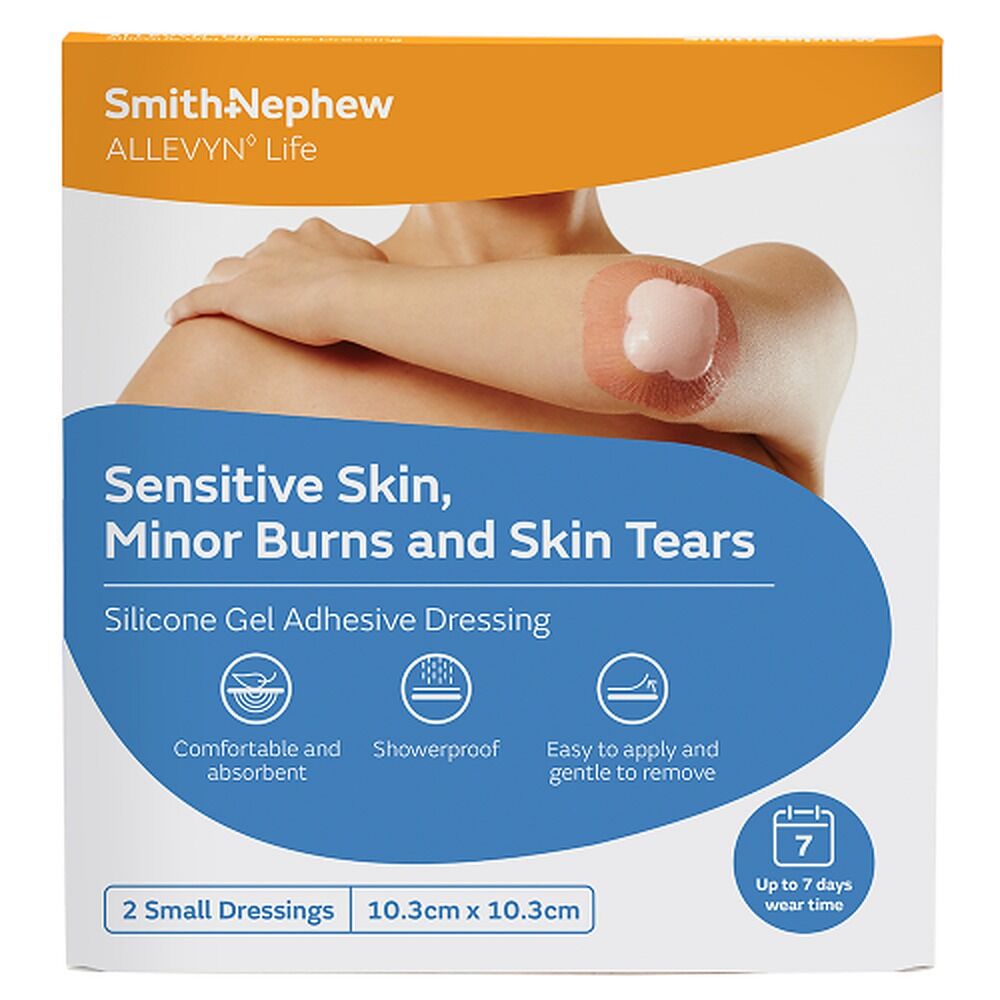 Allevyn Life Silicone Gel Adhesive Dressing 10.3cm x 10.3cm 2 Pack
