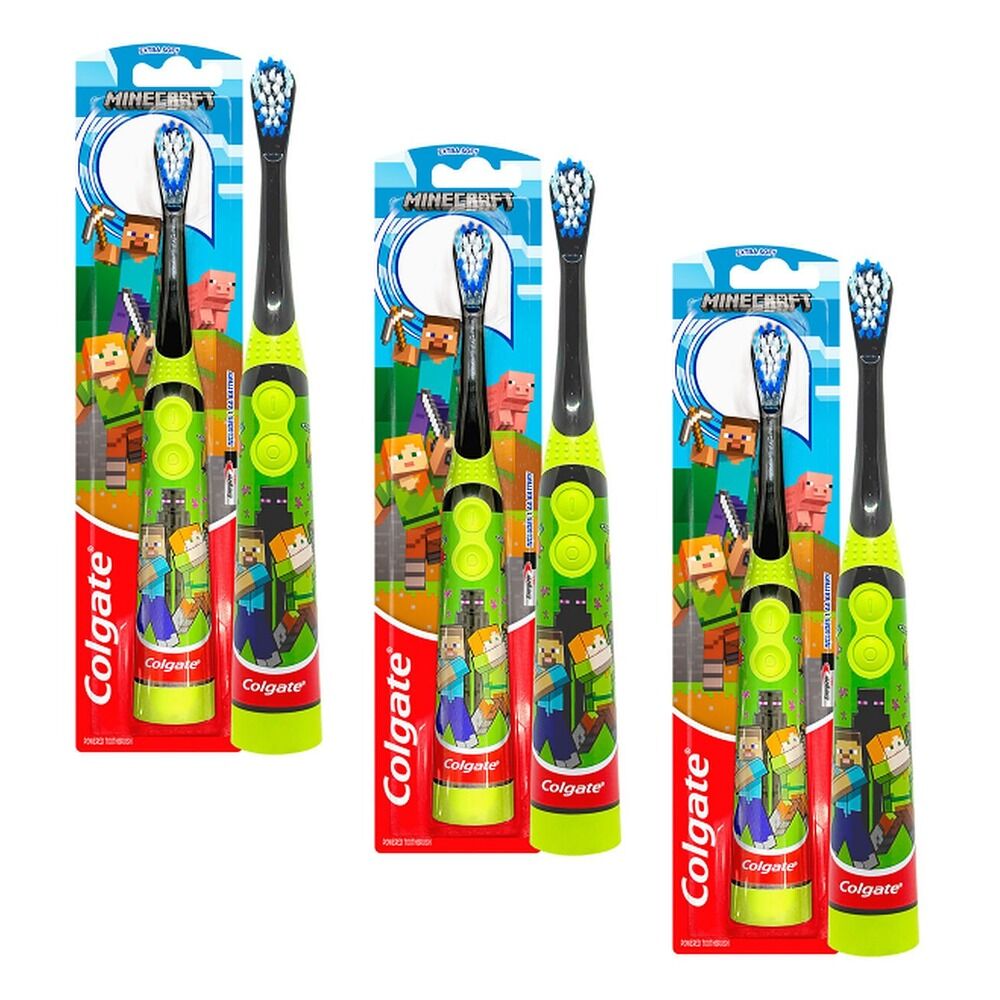 Colgate Kids Minecraft Sonic Power Toothbrush Extra Soft Pack of 3