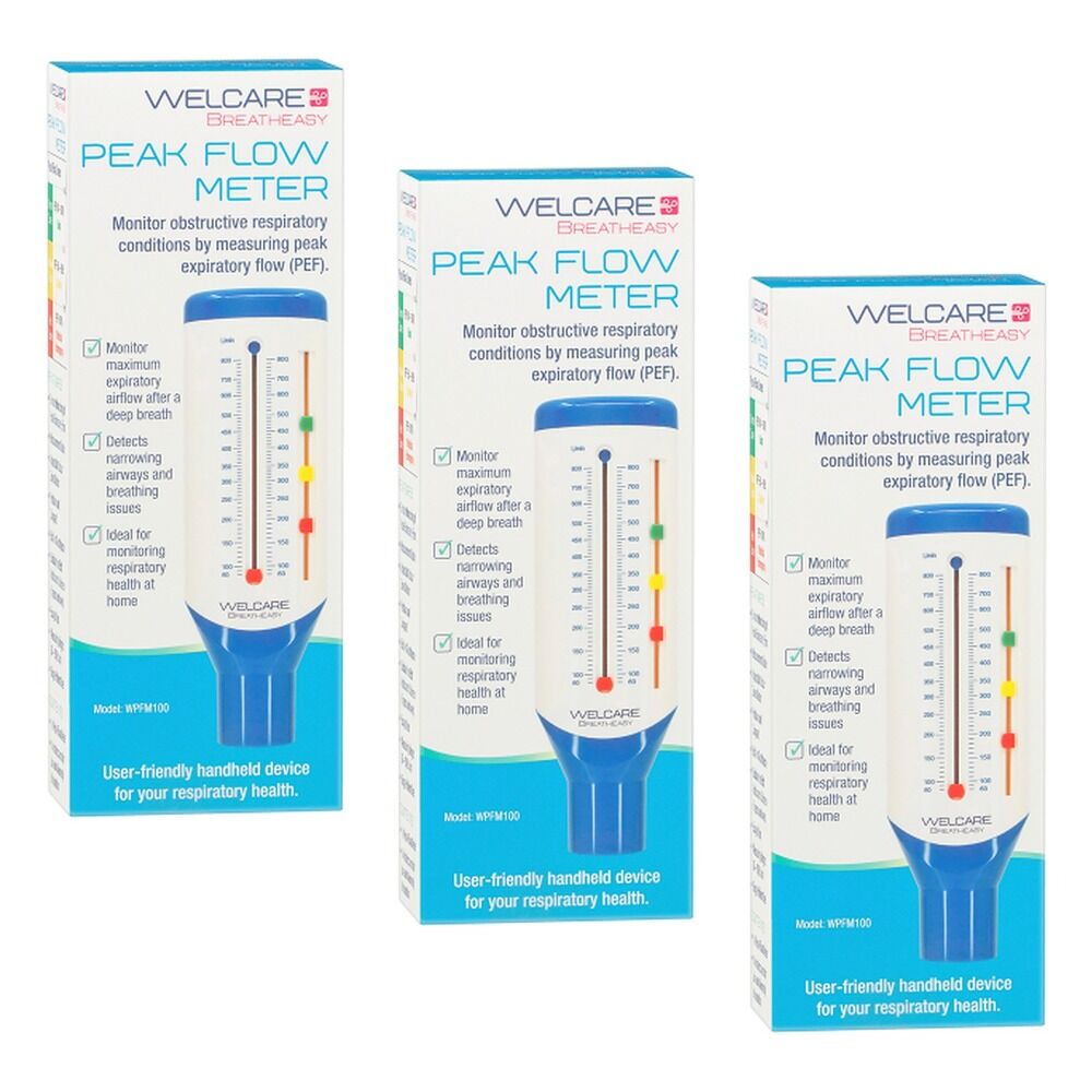 Welcare Breatheasy Peak Flow Meter Pack of 3