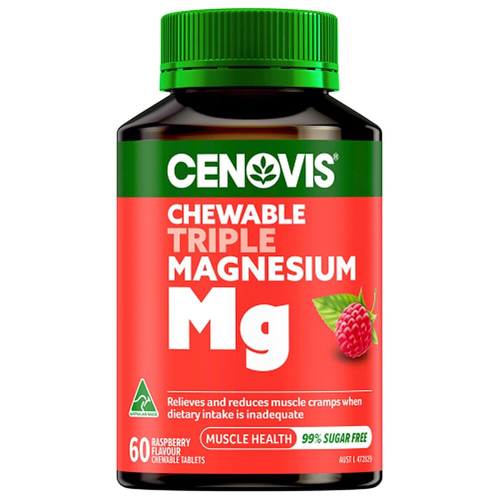 Cenovis Chewable Triple Magnesium Raspberry 60 Chewable Tablets