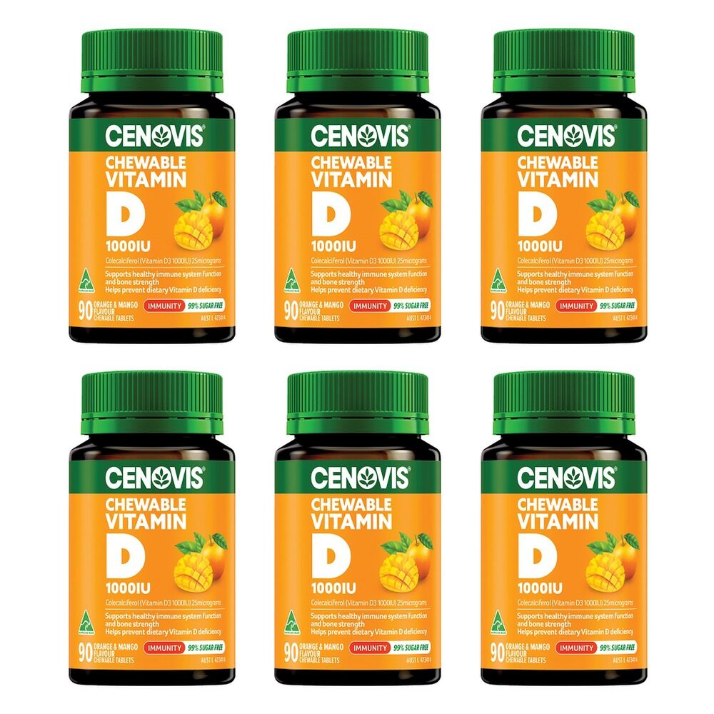 Cenovis Chewable Vitamin D 1000IU Orange & Mango 90 Chewable Tablets Pack of 6