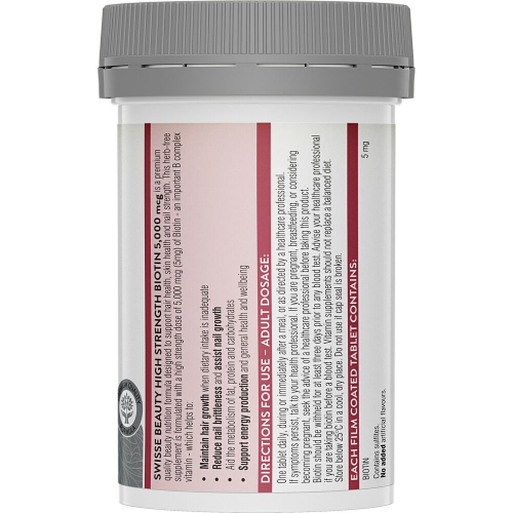 Swisse Beauty High Strength Biotin 5,000mcg 100 Tablets