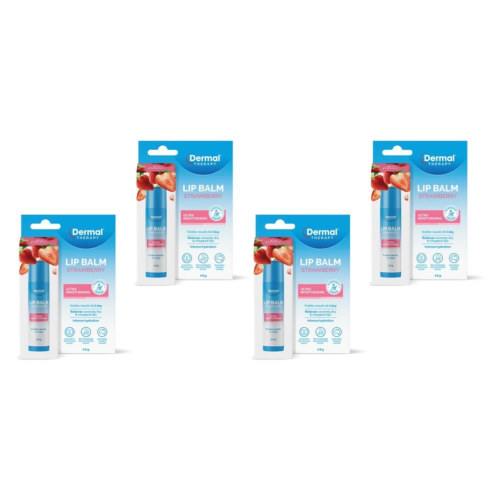 Dermal Therapy Lip Balm Stick Strawberry 4.8g x 6 Bundle of 4