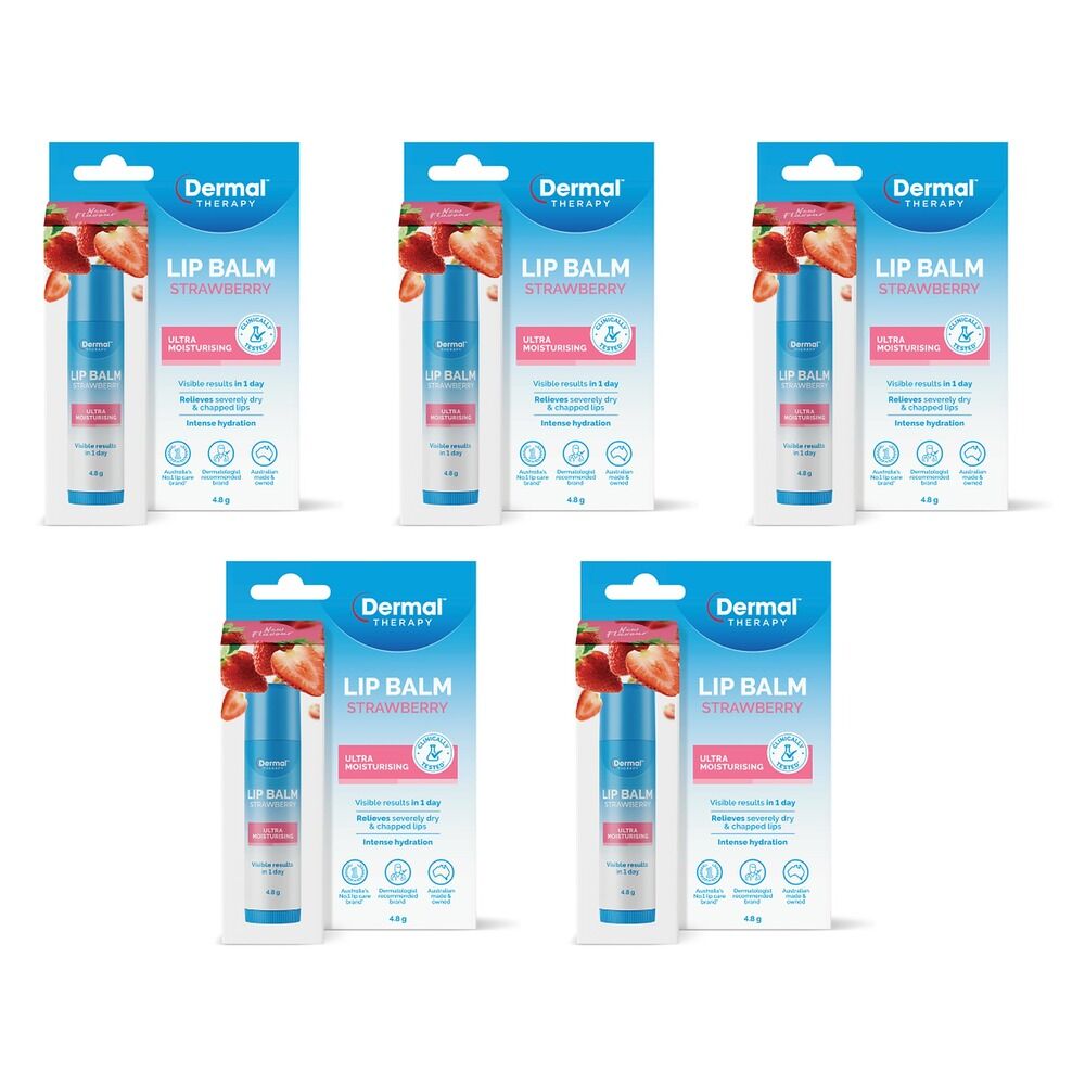 Dermal Therapy Lip Balm Stick Strawberry 4.8g x 6 Bundle of 5