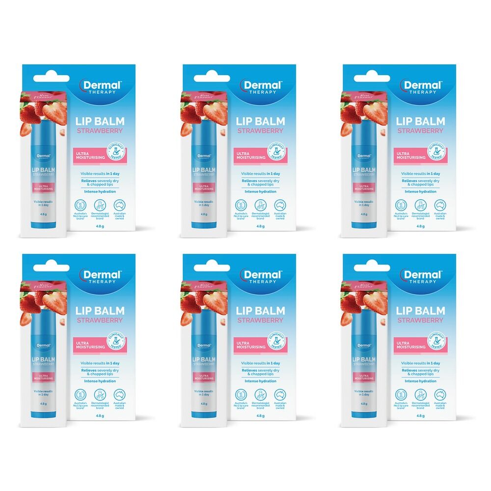 Dermal Therapy Lip Balm Stick Strawberry 4.8g Pack of 6
