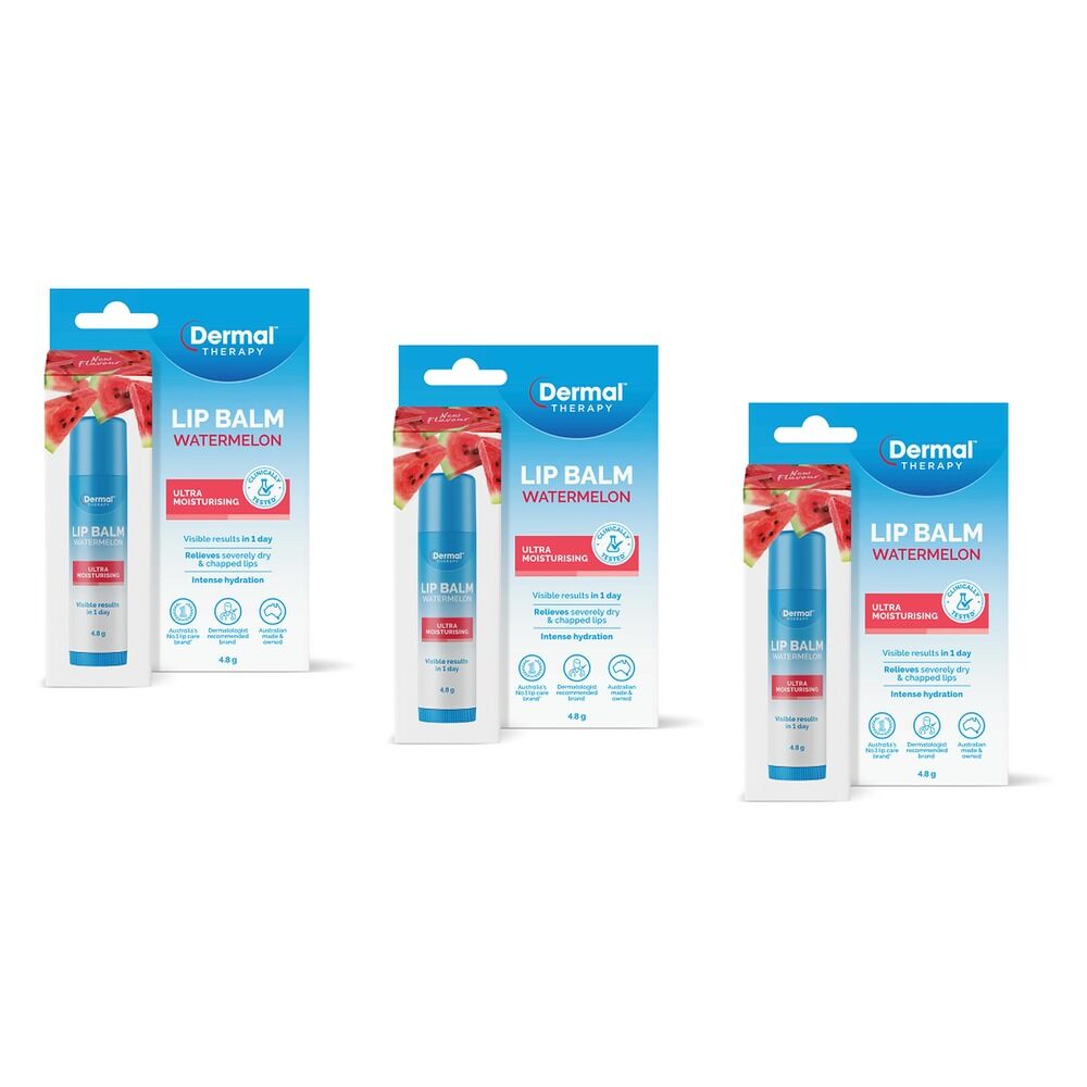 Dermal Therapy Lip Balm Stick Watermelon 4.8g x 6 Bundle of 3