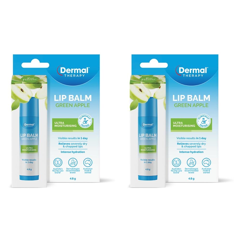Dermal Therapy Lip Balm Stick Green Apple 4.8g x 6 Bundle of 2