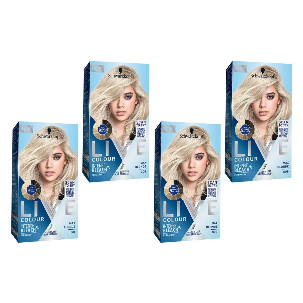 Schwarzkopf LIVE Colour Intense Bleach Max Blonde 00B Pack of 4
