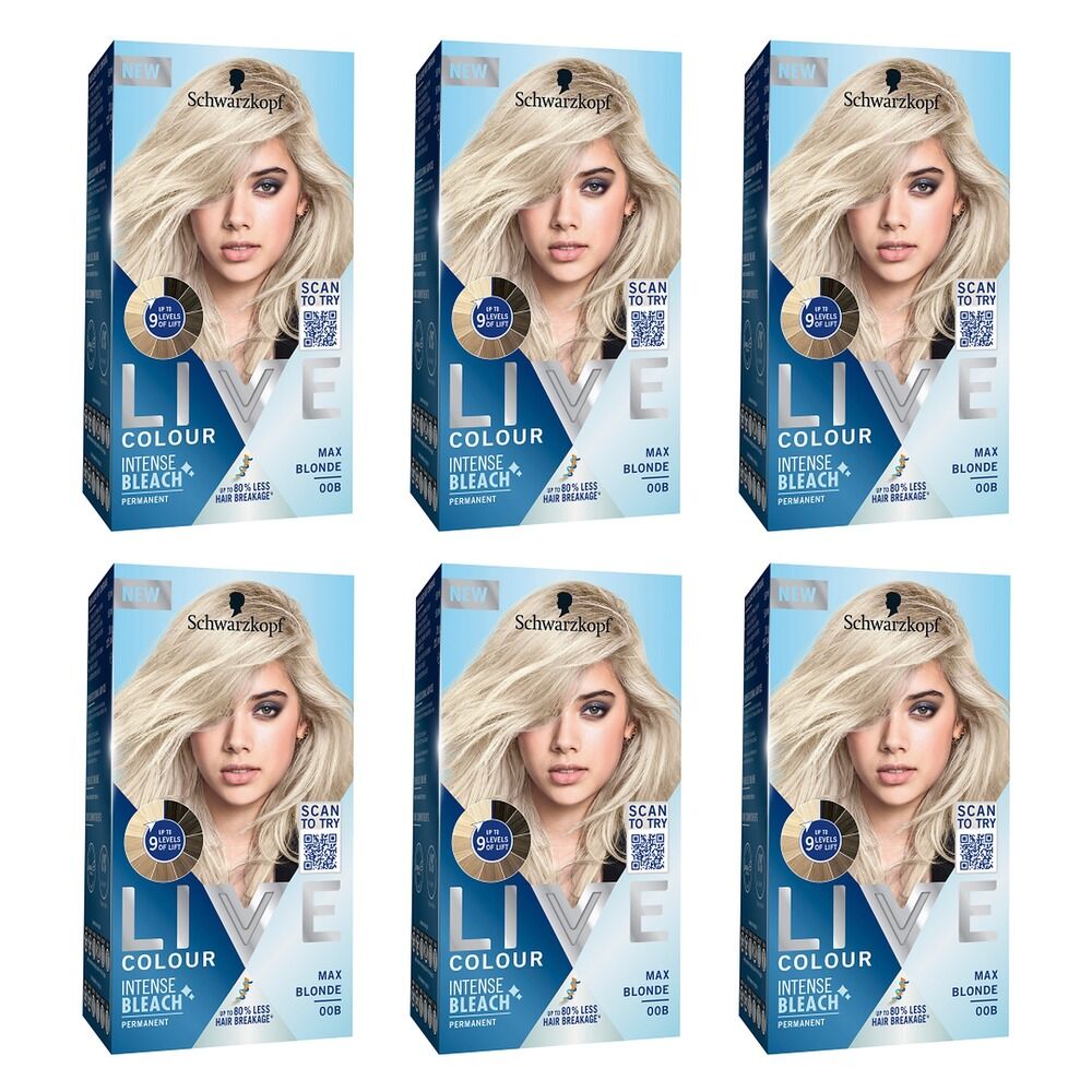 Schwarzkopf LIVE Colour Intense Bleach Max Blonde 00B Pack of 6