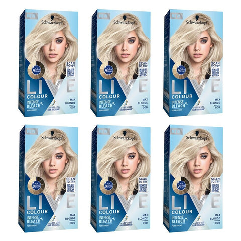 Schwarzkopf LIVE Colour Intense Bleach Max Blonde 00B Pack of 6