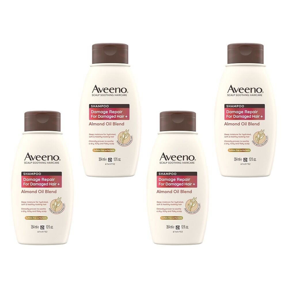 Aveeno Damage Repair+ Almond Oil Blend Shampoo 354mL Pack of 4