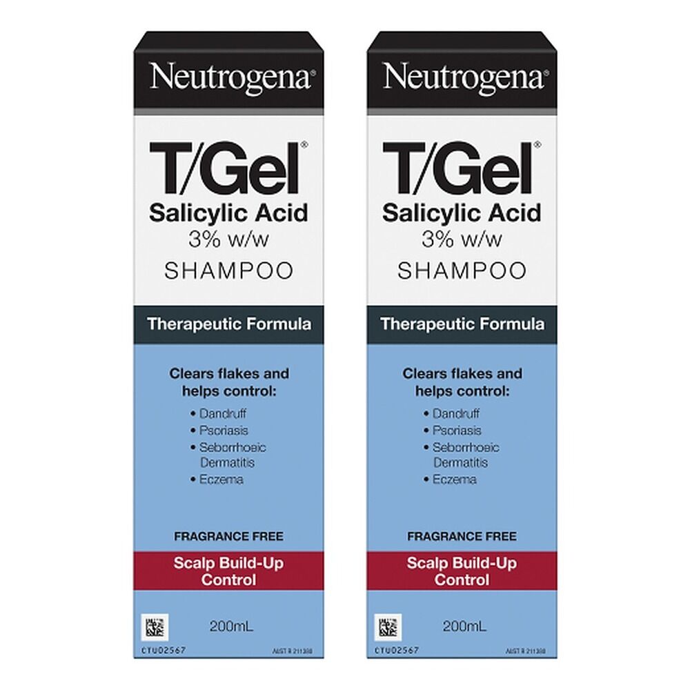 Neutrogena T/Gel Salicylic Acid Shampoo 200mL Pack of 2