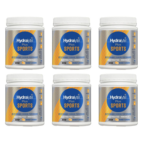 Hydralyte Plus Sports Orange Flavoured Powder 900g Pack of 6
