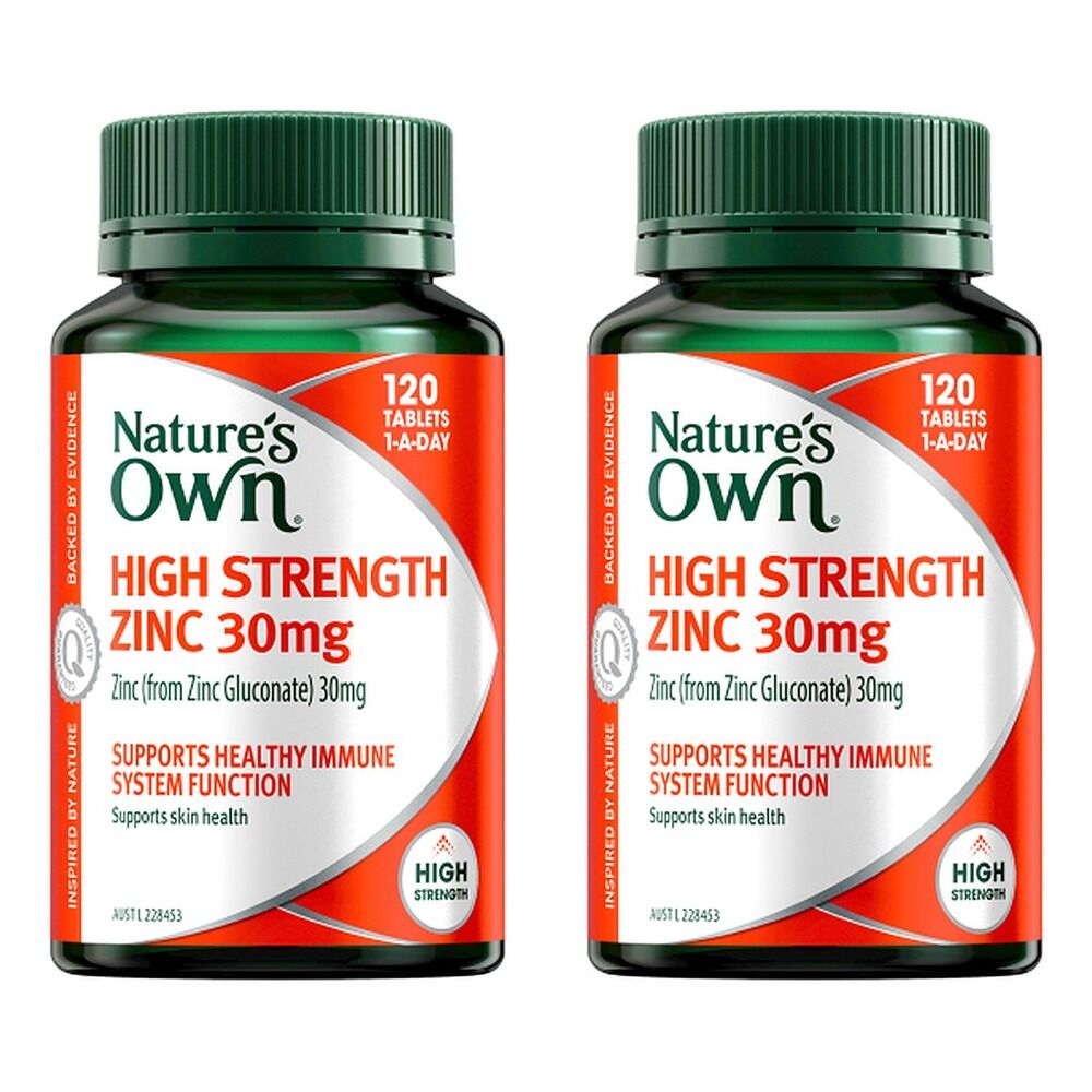 Nature's Own High Strength Zinc 30mg 120 Tablets Pack of 2
