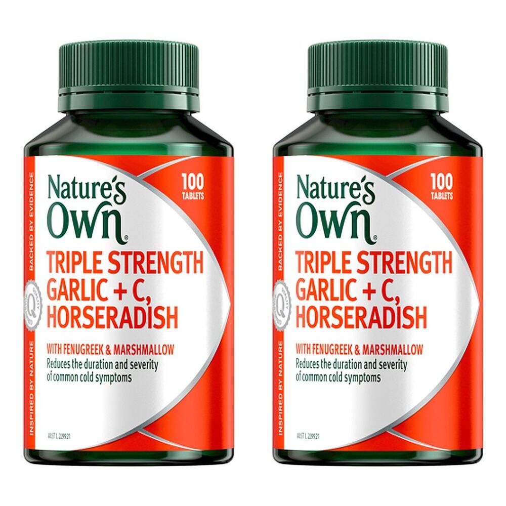 Nature's Own Triple Strength Garlic + C, Horseradish 100 Tablets Pack of 2