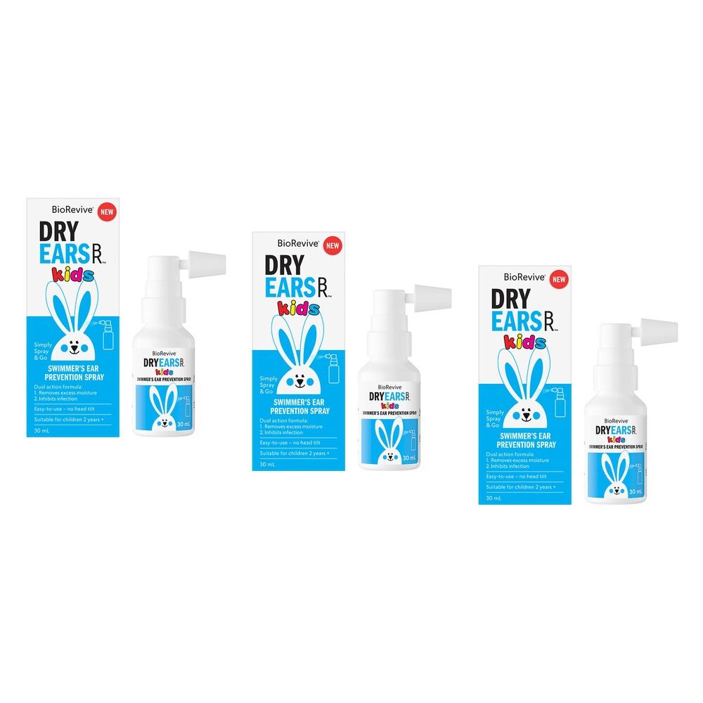 BioRevive DryEars Kids Swimmer's Ear Prevention Spray Blue 30mL Pack of 3