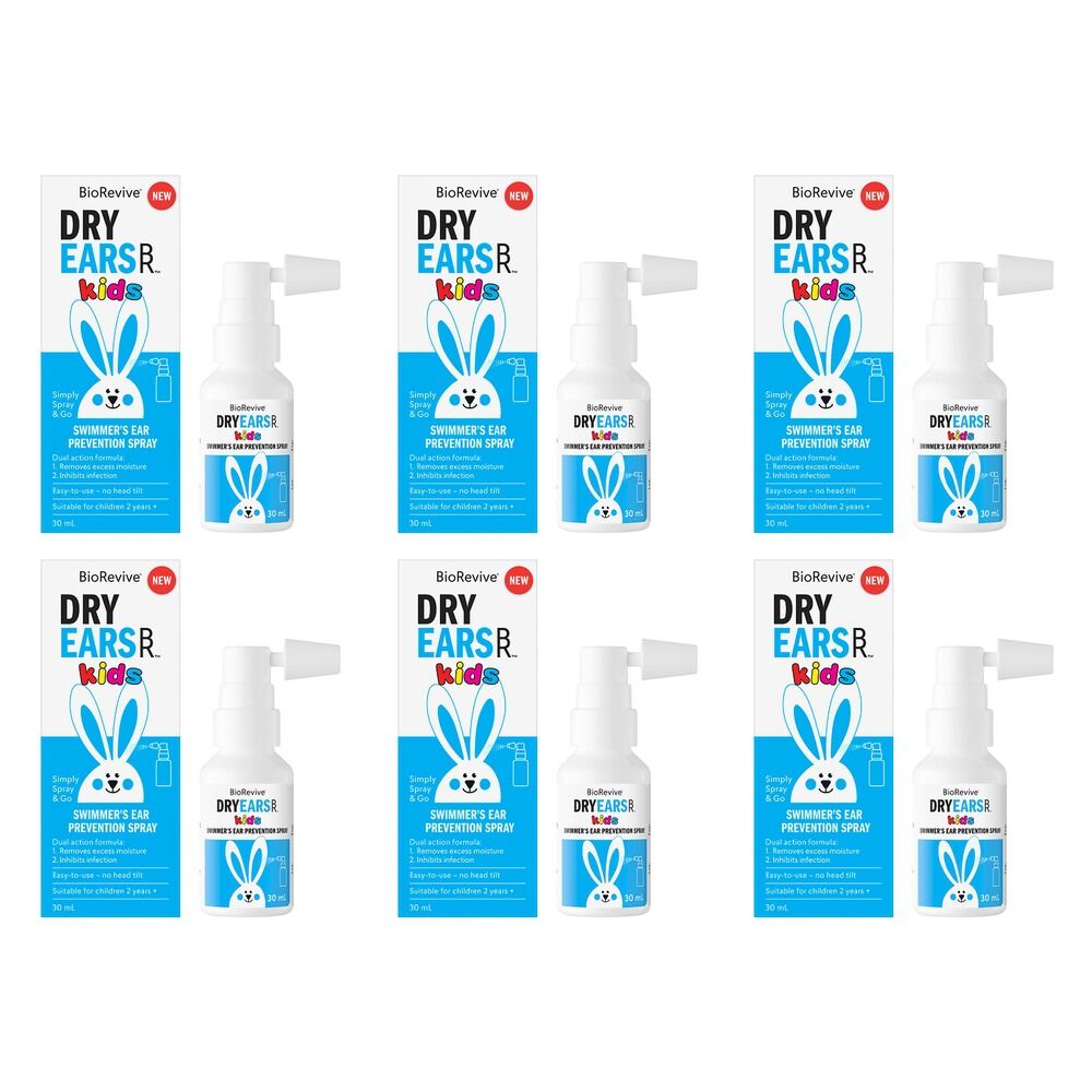 BioRevive DryEars Kids Swimmer's Ear Prevention Spray Blue 30mL Pack of 6