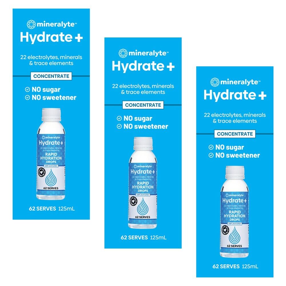 Mineralyte Hydrate + Rapid Hydration Drops 125mL Pack of 3