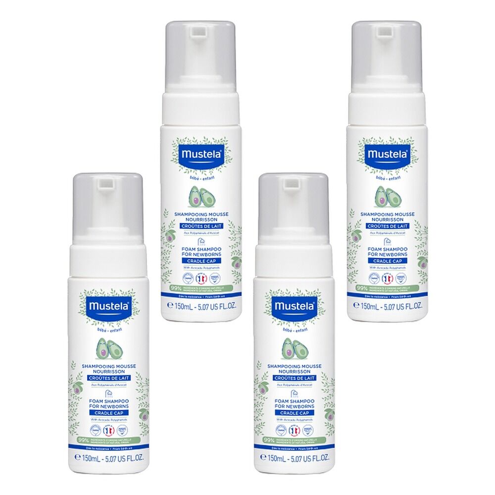 Mustela Newborn Foam Shampoo for Cradle Cap Prevention 150mL Pack of 4
