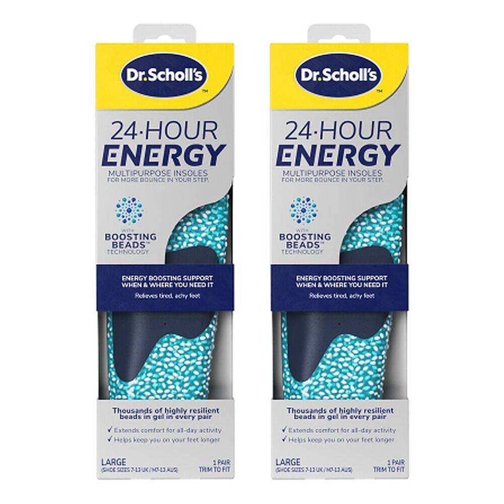 Scholl 24 Hour Energy Multipurpose Insoles Large Pack of 2