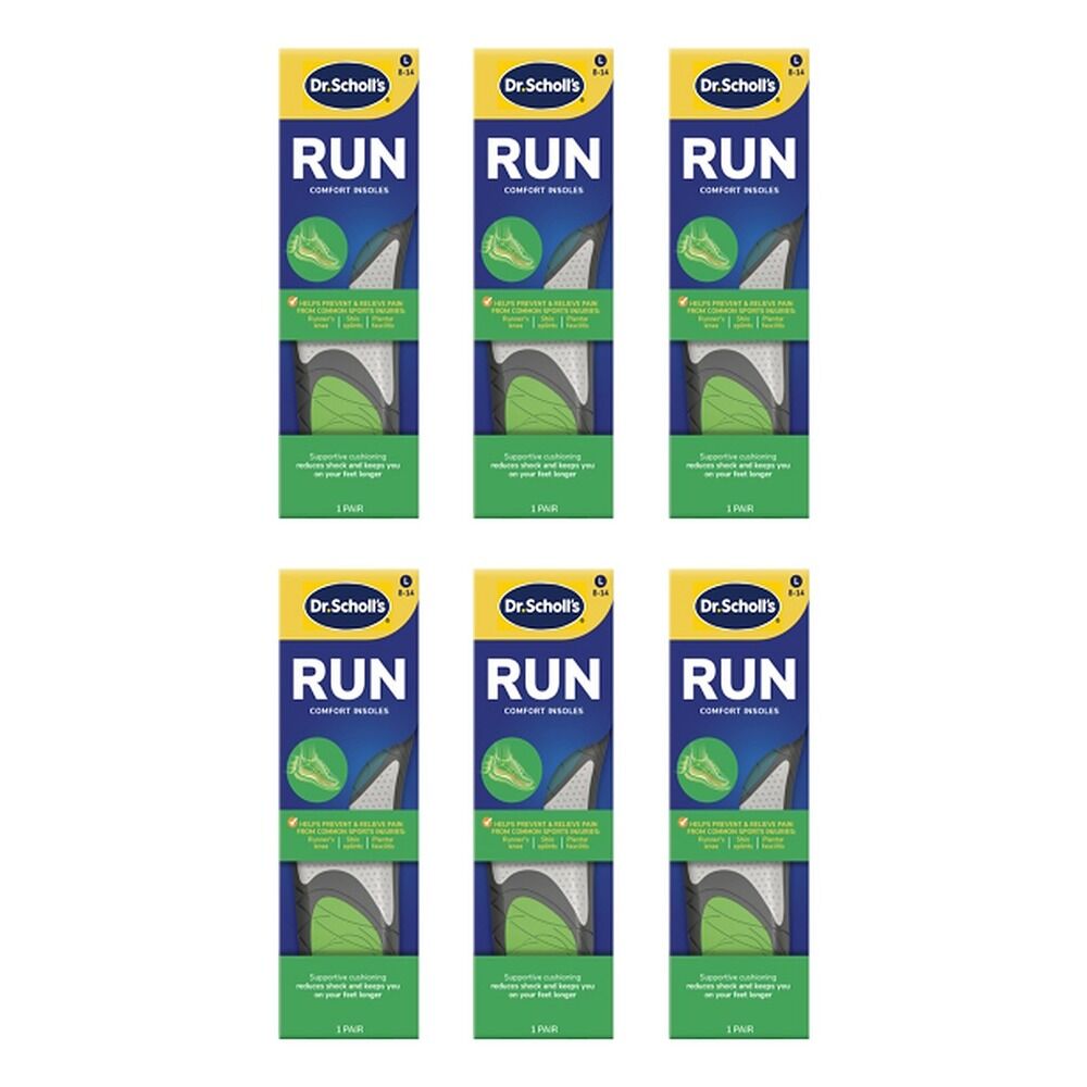Scholl Run Comfort Insoles Large 8-14 Pack of 6