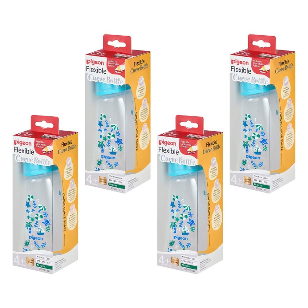 Pigeon Slim Neck Curve Bottle Beach 250mL Pack of 4