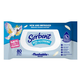 Sorbent Flushable Wipes Hypo-Allergenic 80s