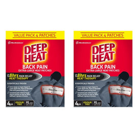 Deep Heat Back Pain Extra Large Heat Patches 4 Pack Bundle of 2