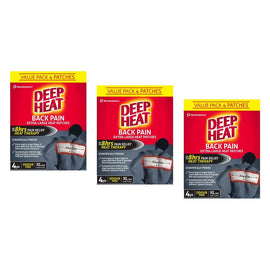 Deep Heat Back Pain Extra Large Heat Patches 4 Pack Bundle of 3