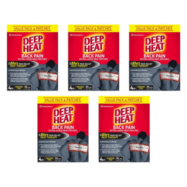 Deep Heat Back Pain Extra Large Heat Patches 4 Pack Bundle of 5