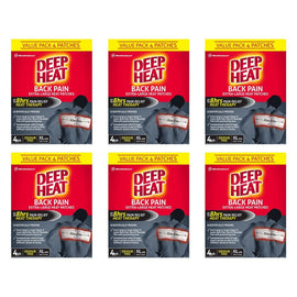 Deep Heat Back Pain Extra Large Heat Patches 4 Pack Bundle of 6