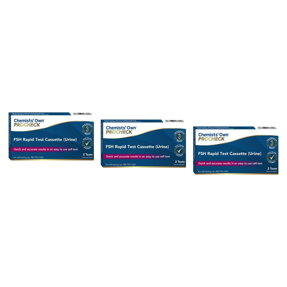 Chemists' Own PROCHECK FSH Rapid Test Cassette 2 Pack Bundle of 3