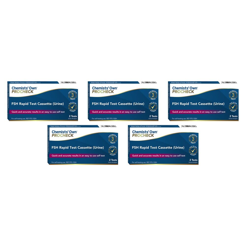 Chemists' Own PROCHECK FSH Rapid Test Cassette 2 Pack Bundle of 5