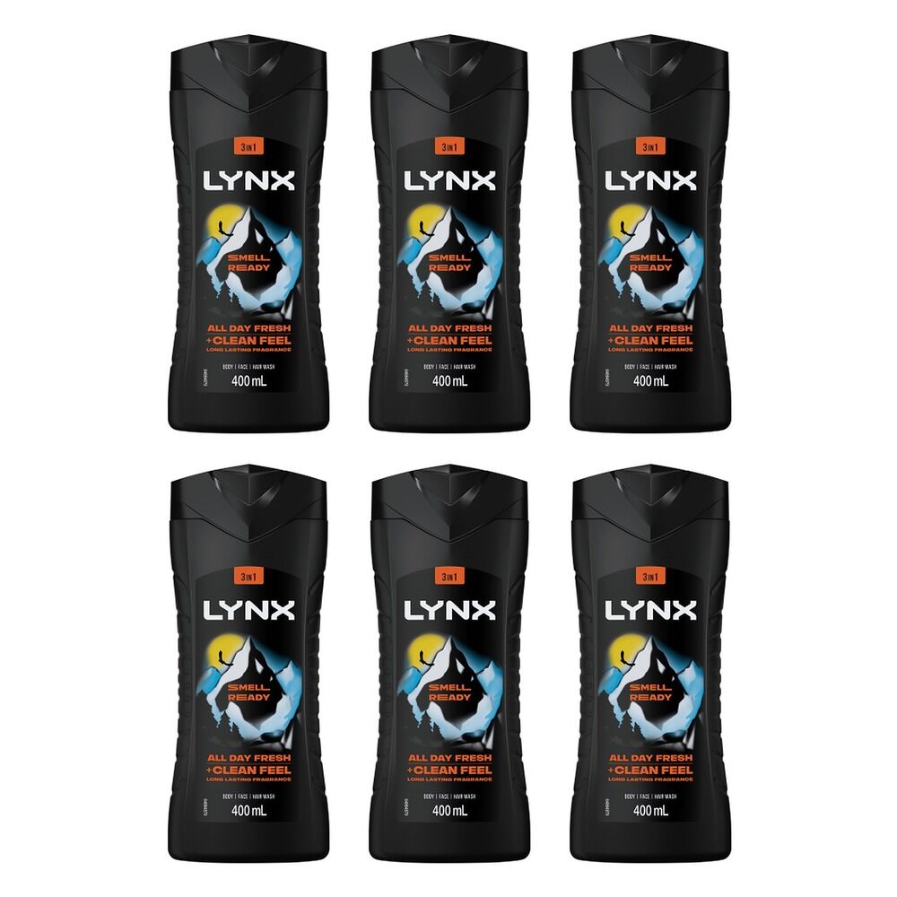 Lynx Smell Ready 3-in-1 Body Wash 400mL Pack of 6