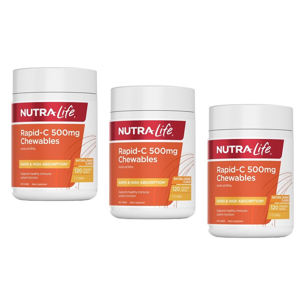 Nutra-Life Rapid-C 500mg Chewable Tablets Pack of 3
