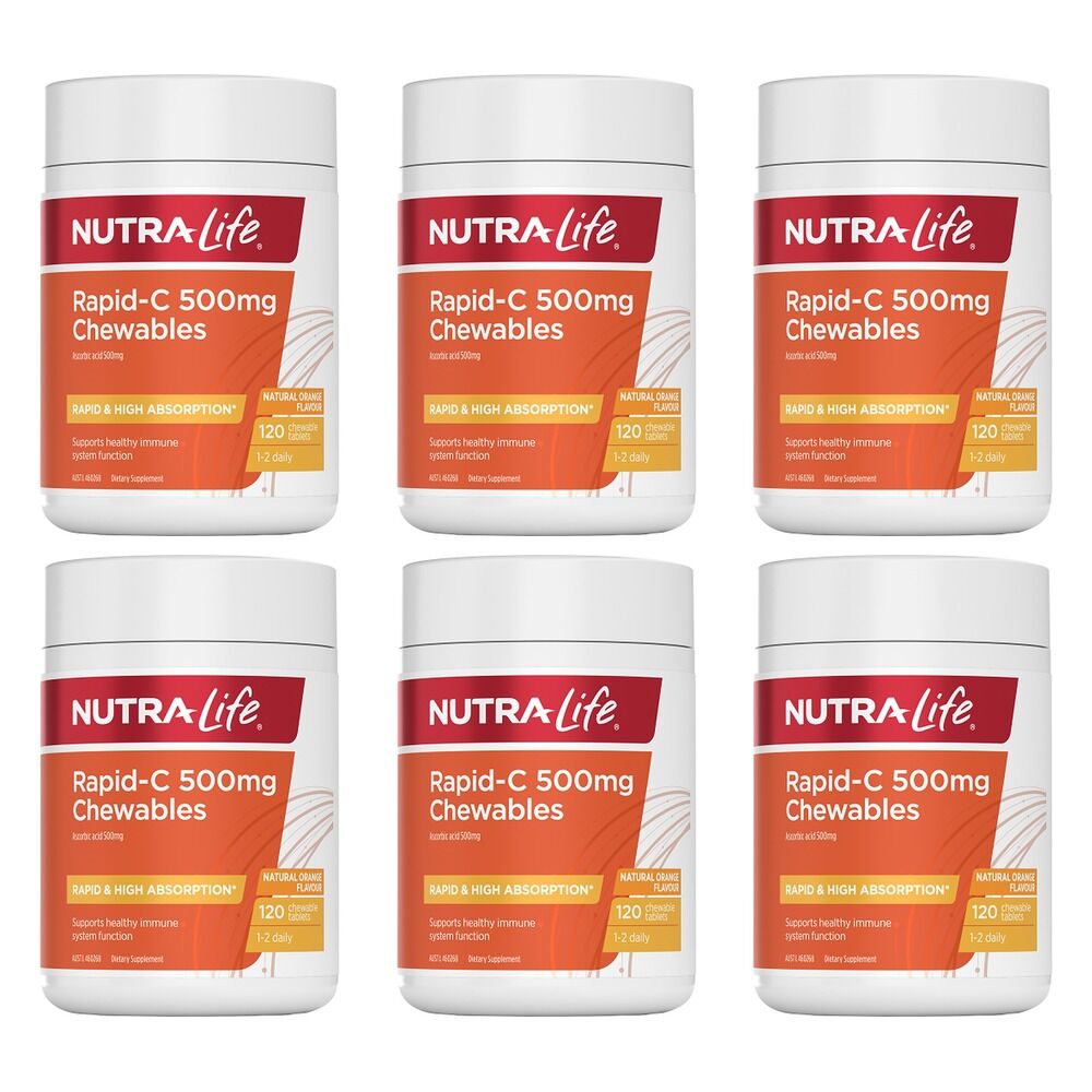 Nutra-Life Rapid-C 500mg Chewable Tablets Pack of 6