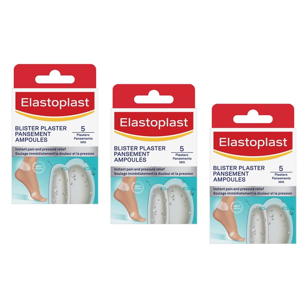 Elastoplast SOS Blister Plasters 5 Pack Bundle of 3