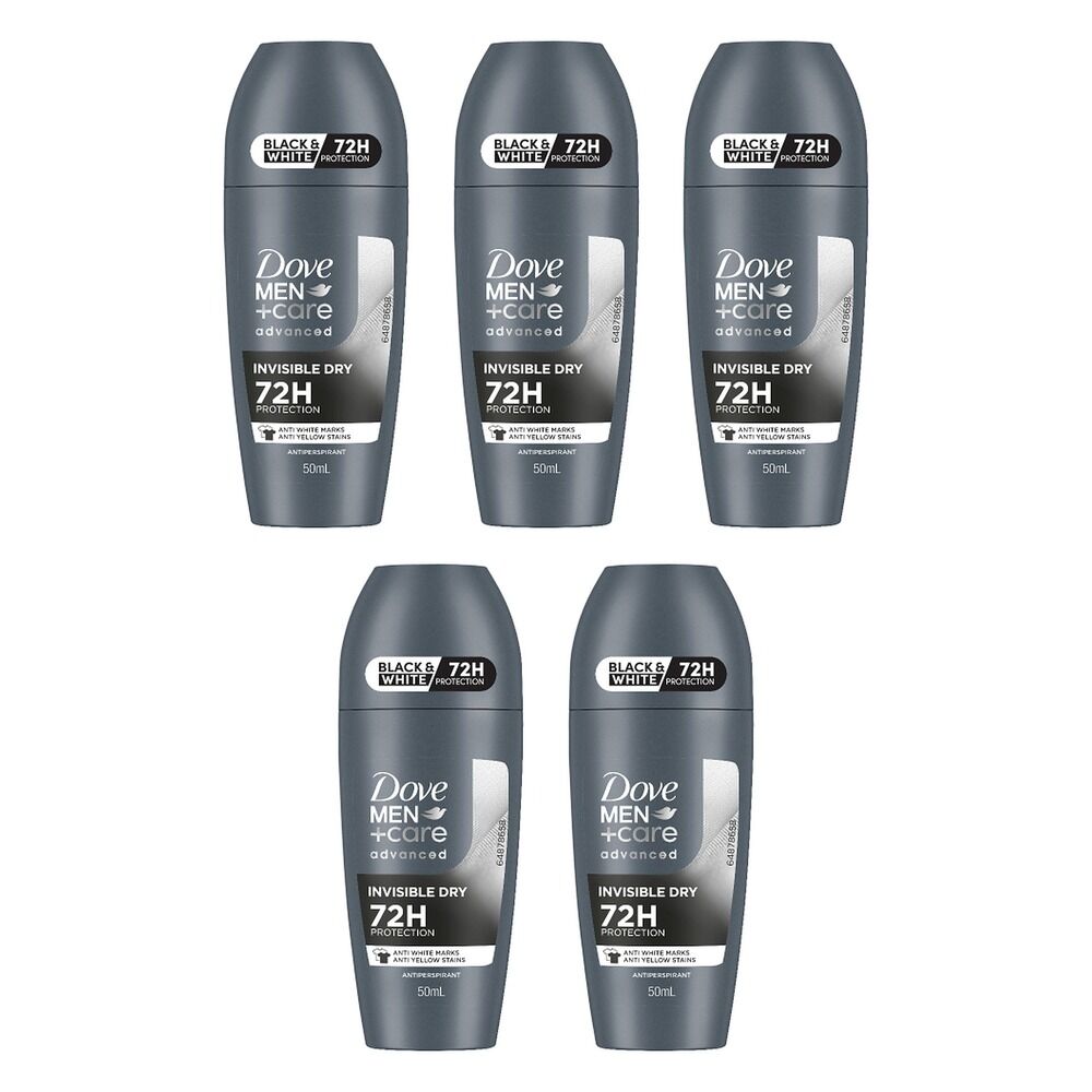 Dove Men Deodorant Advanced 72HR Invisible Dry Roll-On 50mL Pack of 5
