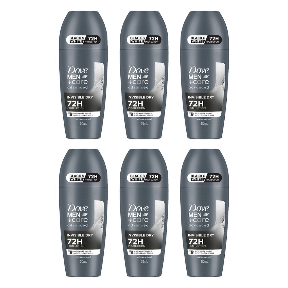 Dove Men Deodorant Advanced 72HR Invisible Dry Roll-On 50mL Pack of 6