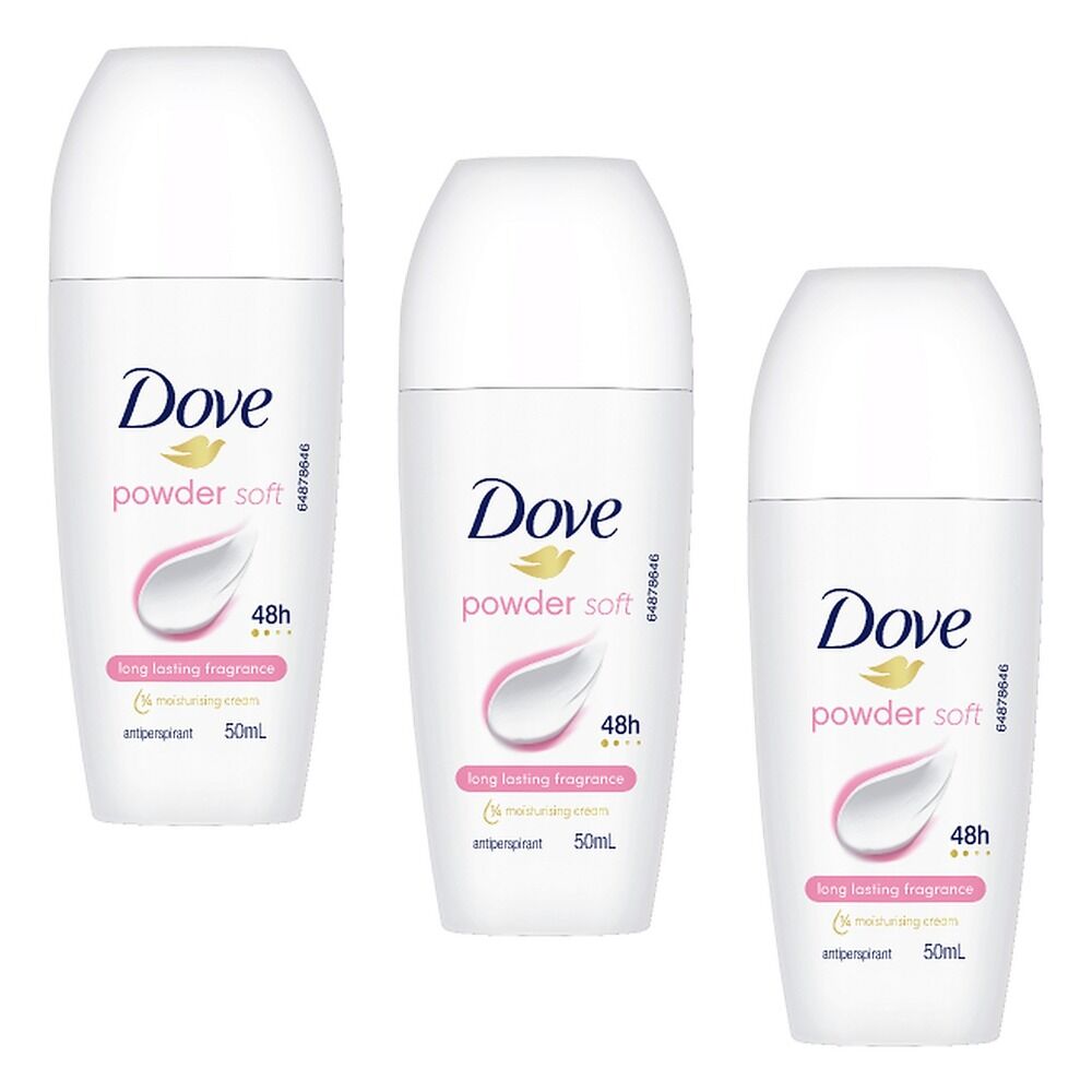 Dove Antiperspirant 48HR Powder Soft Roll-On 50mL Pack of 3