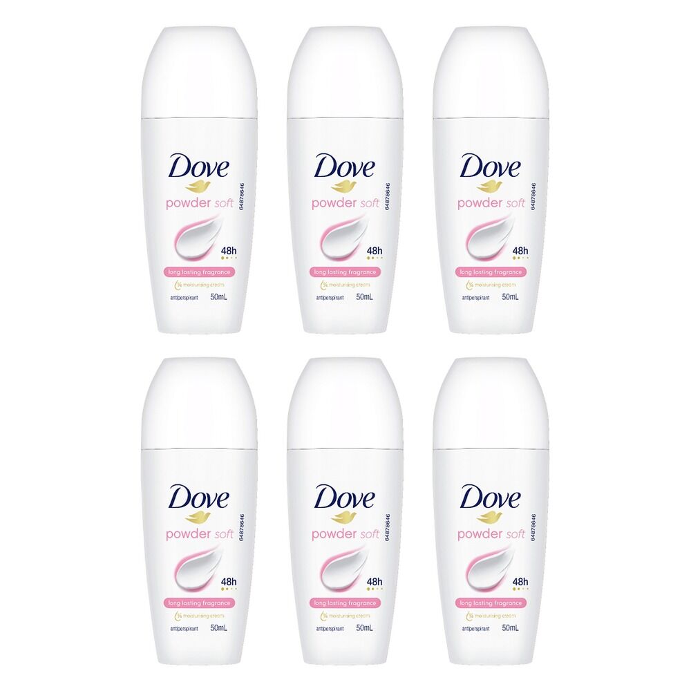 Dove Antiperspirant 48HR Powder Soft Roll-On 50mL Pack of 6
