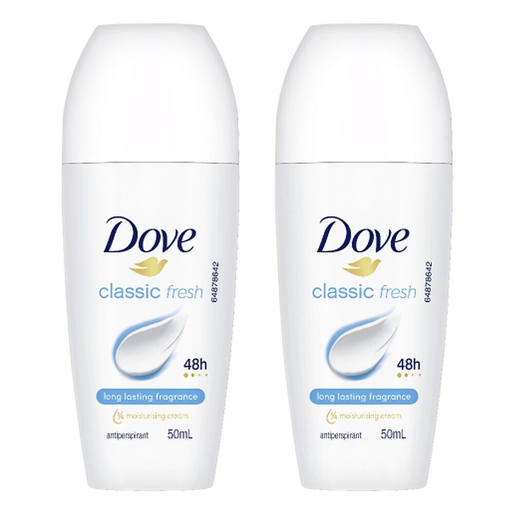 Dove Antiperspirant 48HR Classic Fresh Roll-On 50mL Pack of 2