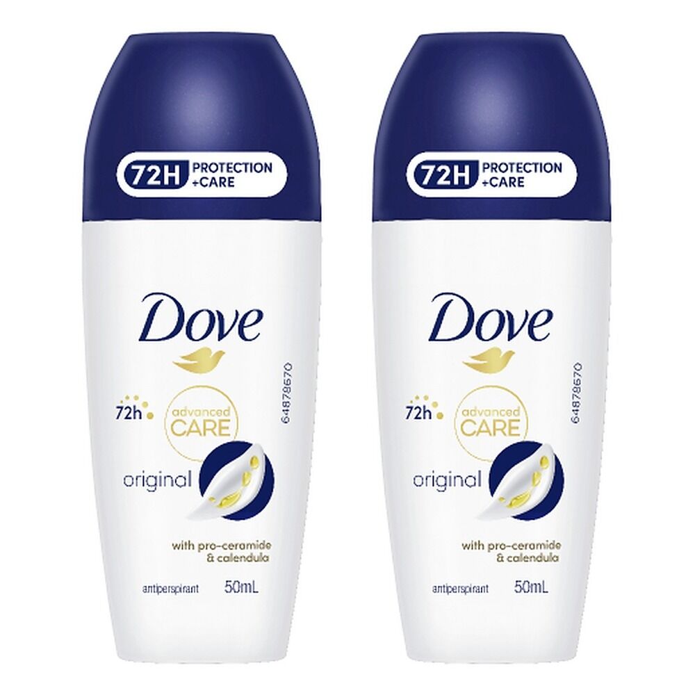 Dove Advanced Care Antiperspirant 72HR Protection Original Roll-On Pack of 2