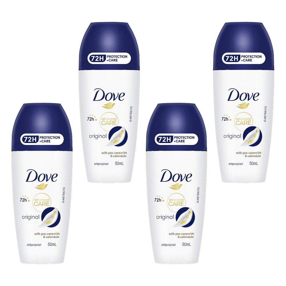 Dove Advanced Care Antiperspirant 72HR Protection Original Roll-On Pack of 4